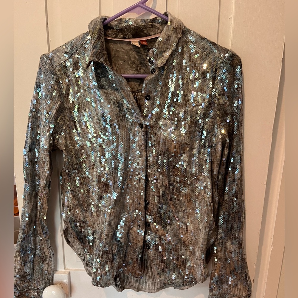 Pilcro by Anthropologie button down sequin top. Size XS